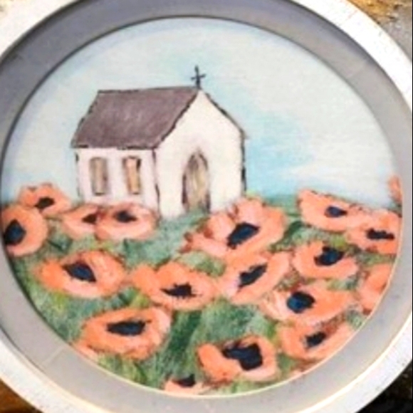 20" Round Wall Décor, Poppy Church ©Tawnya Norton~Brand New - Picture 3 of 3